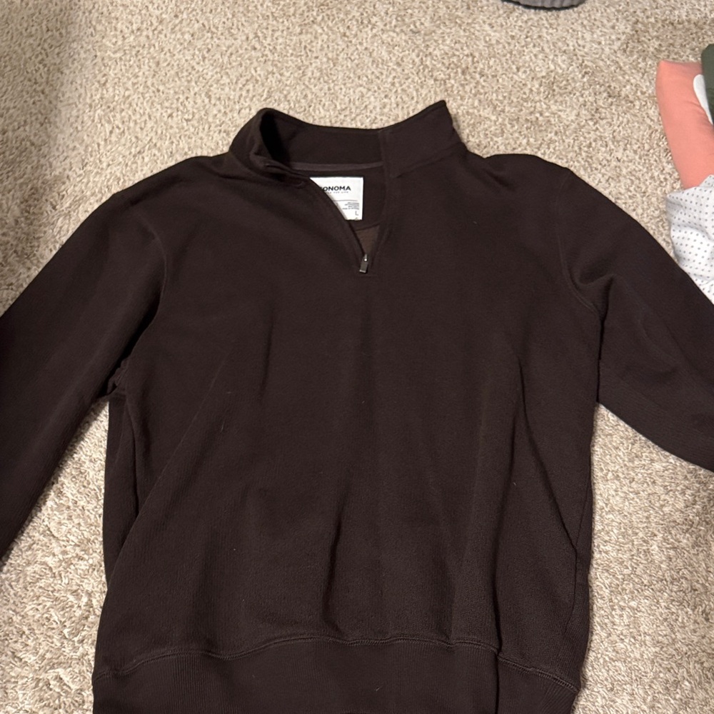 Sonoma Men's Dark Brown Quarter-Zip Sweatshirt